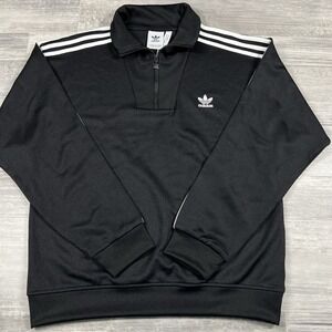 Adidas Originals Funnel Neck 1/4 Zip Track Jacket Top‎ Men's Size M Black IZ4803